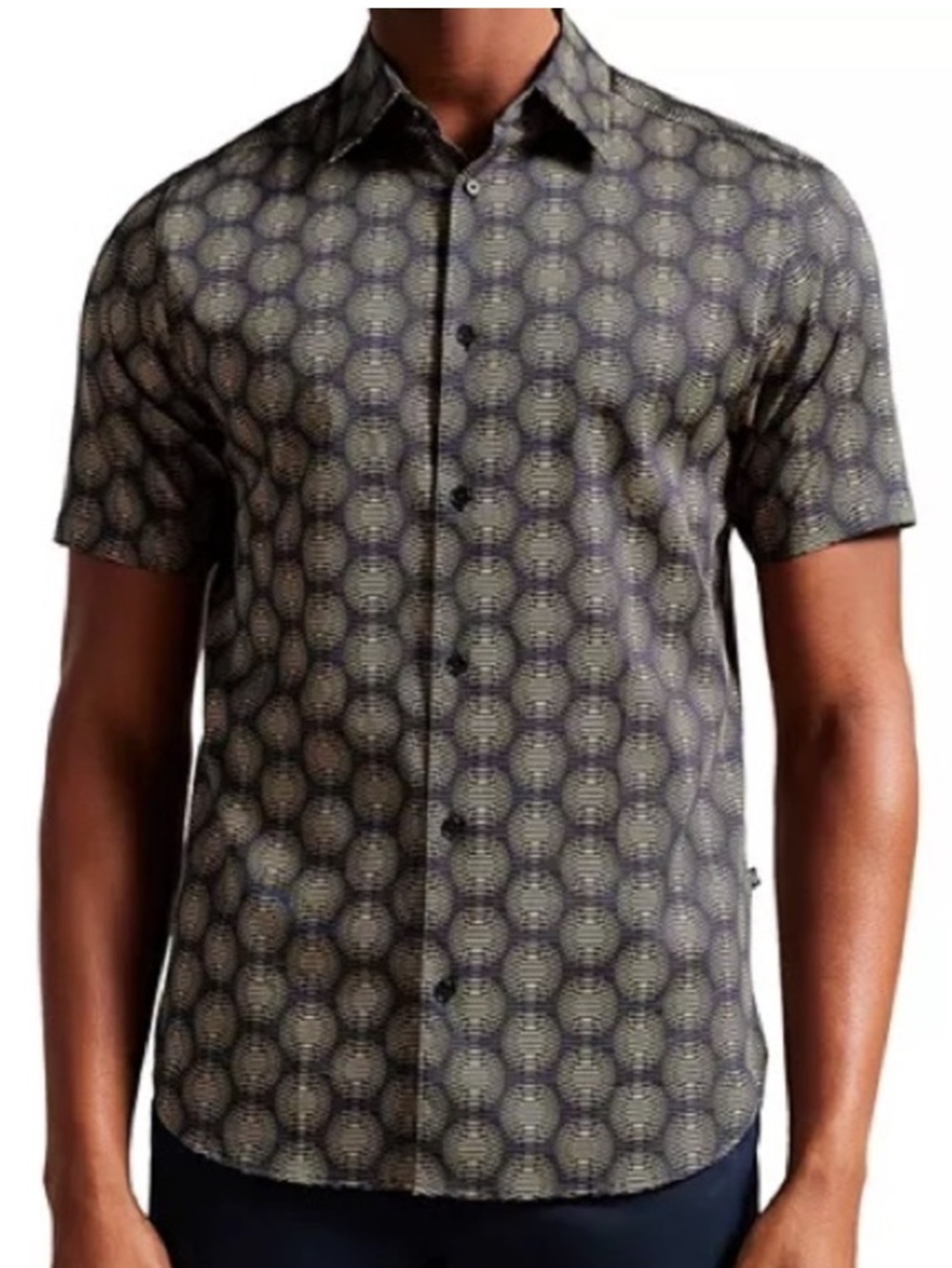Ted Baker Pearse Men’s Geometric Print Short Sleeve Shirt Size 3